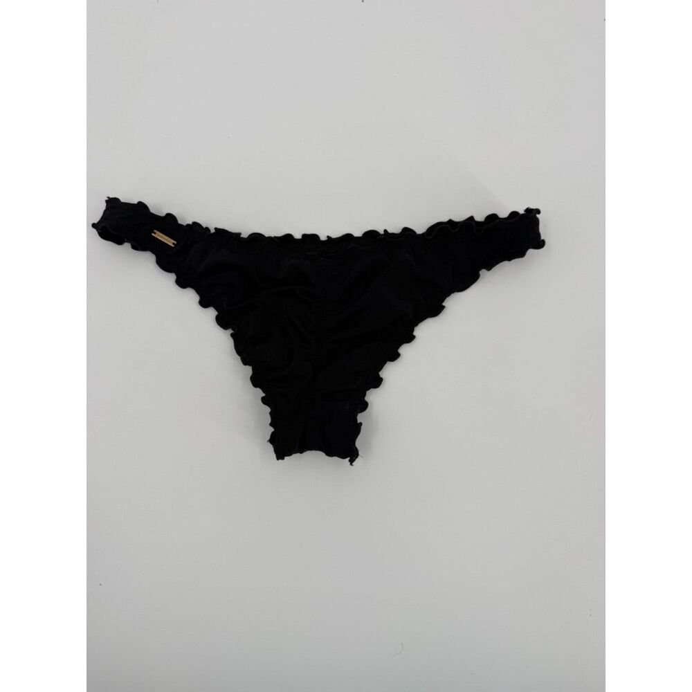 Victoria's Secret The Ruffle Itsy Bikini Bottom M Black Ruffle Swim